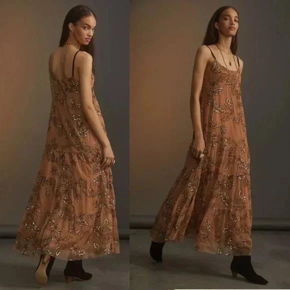 Anthropologie Dresses & Skirts - NWT Anthropologie Maeve Sequined Tulle Midi Dress M